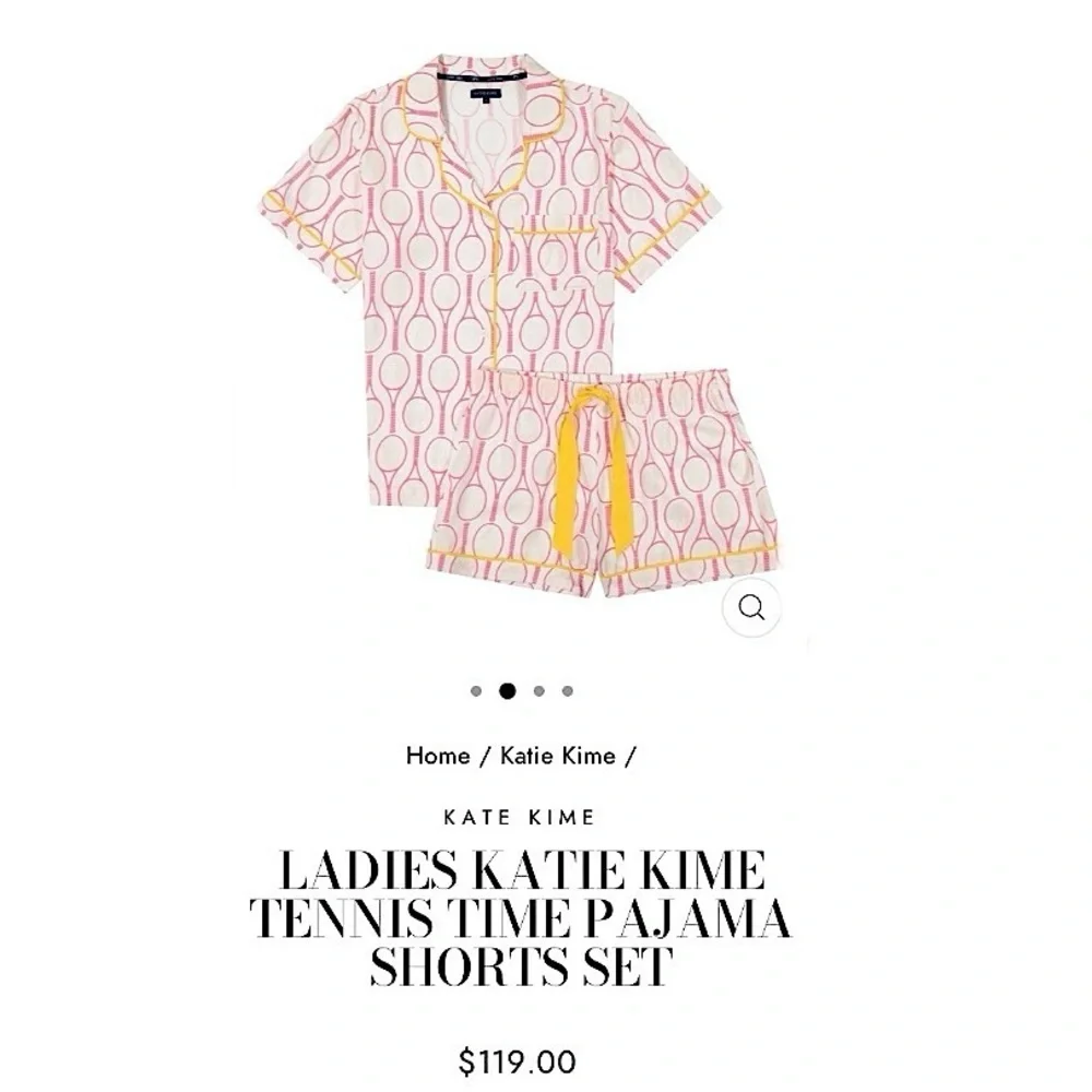 New Katie Kime Novelty Print Tennis Time Pajama Short Set Top & Bottom 3XL / 2XL